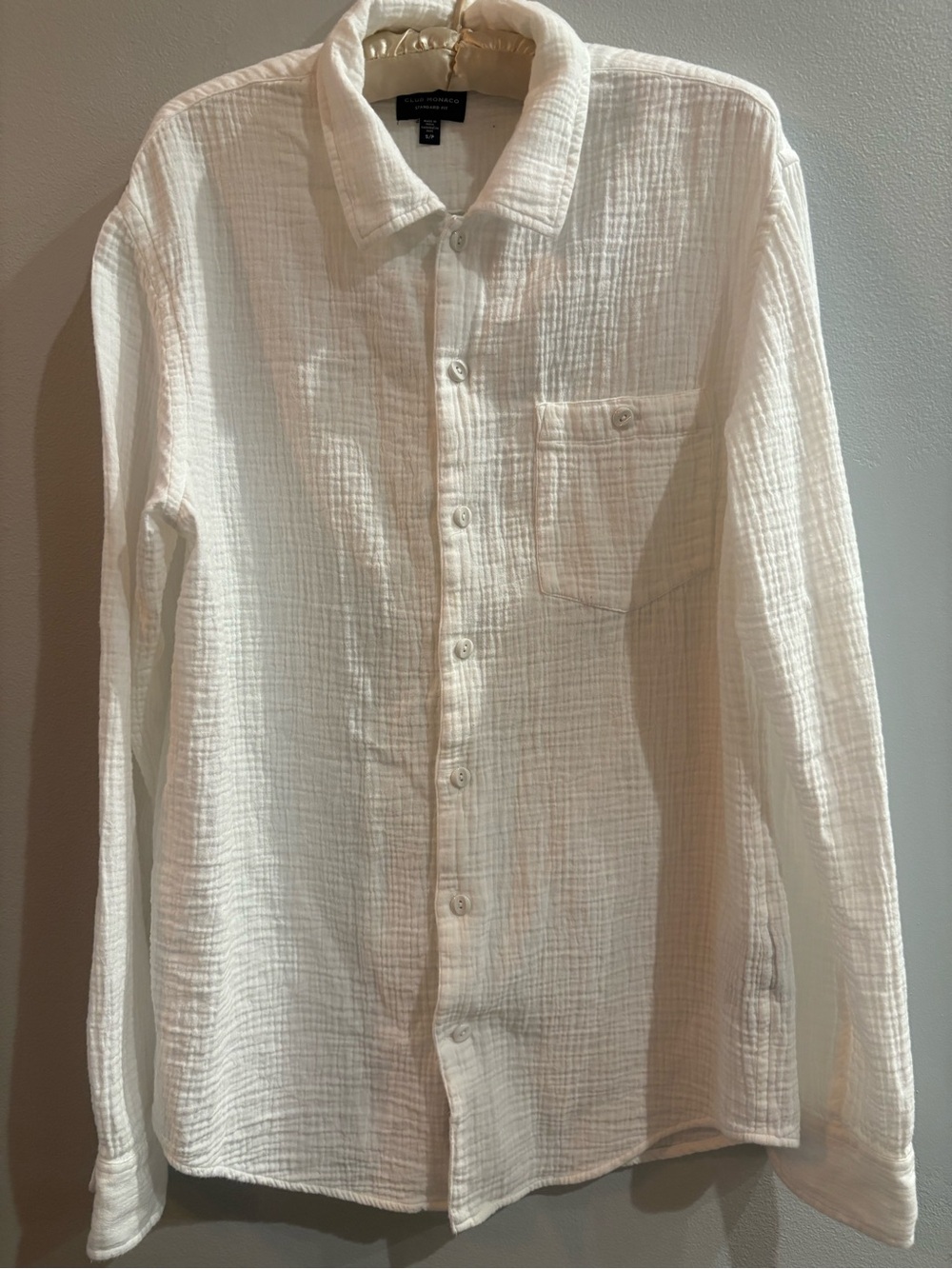 Mens Club Monaco White Gauze Button-down Size Small